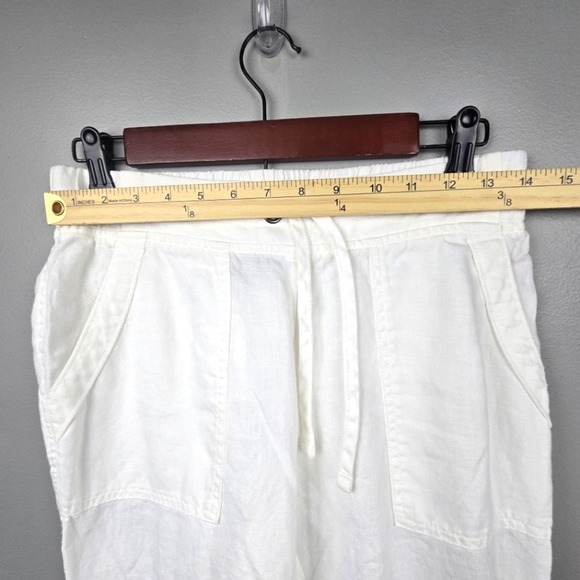 ATHLETA Linen‎ Cropped Pants Elastice Drawstring Waist White Womens Size 2P - Picture 8 of 13
